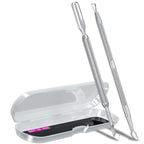 2PCS Metal Silver Cuticle Pusher and Scraper, Nail Trimmer Cutter Stainless Steel Gel Scraper Tool, Nail Polish Remover Peeler Durable Salon Manicure Pedicure Cleaner for Fingernail and Toenail