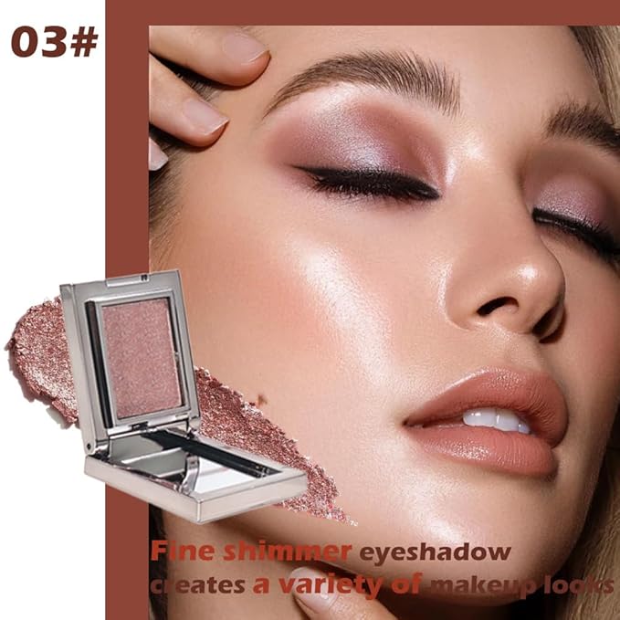 Red Brown Shimmer Single Eye Shadow Palette Makeup with Mirror,Neutral Powder Monochrome Eyeshadow for Older Women,Waterproof Long Lasting Naturing-Looking sombras para ojos