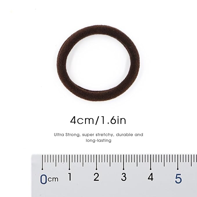 HOYOLS Soft Seamless Hair Ties, Dark Brown Stretch Elastic Ponytail Holders Bands for Women Thick Hair No Slip and Pull No Damage Scrunchies Headbands 100 Pcs (Espresso)