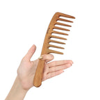 Wide Tooth Wooden Comb Handmade - Natural Vintage Style Wide Tooth Comb for Curls Gentle Styling - Anti-Static Wood Hair Combs For Women Detangling (Extra Wide Tooth)