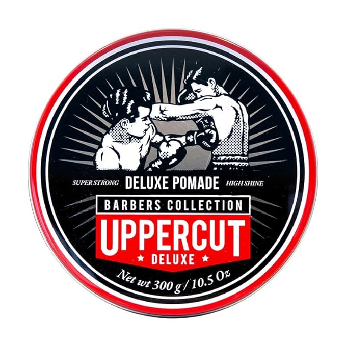 Uppercut Deluxe Barbers Collection Deluxe Pomade, 10.5 oz / 300g - Strong Hold, High Shine Hair Pomade – Water-Based, Easy Washout – Classic Barber Styling for Slick Backs, Side Parts & Pompadours
