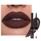 1Pcs 2 in 1 Deep Brown Matte Lip Liner and Liquid Lipstick Stain Makeup Set for women, Brown Long Lasting Smudge Proof Lip Tint Matte Finish Lip Gloss for All-Day Color Hold Easy to Use 04#