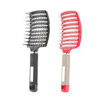 Voremy Magical Brush Detangler, Ultra Detangling Brush, For Wet Or Dry Detangling HairBrush For Men, Women And Kids, Fast Drying Styling Massage curved Hairbrush (Black+Red hairless)