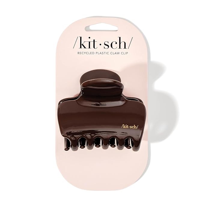 Kitsch Plastic Puffy Claw Clip for Women - 3.15 Inches Claw Clips for Full or Half Ponytail, Secure Hold for Thick Hair, Stylish Hair Accessories | Ideal Gifts for Women - Chocolate, 1pc