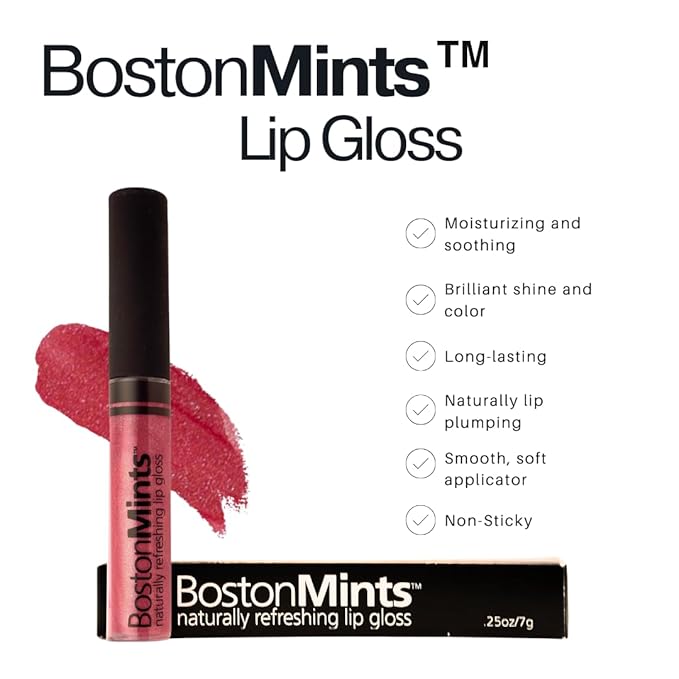 Mint Tucket Red Lip Gloss (.25oz) -Vegan, gluten-free, cruelty-free formula with Aloe, Vitamins C & E, and a refreshing hint of spearmint extract for soft and hydrated lips.