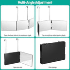 3 Way Mirror for Men & Women - Trifold Self Haircut Mirror, 360° View with Height Adjustable Hooks, Anti-Fog HD Glass for Shaving, Makeup, Braiding, Dye Hair, Travel Friendly Grooming Tool