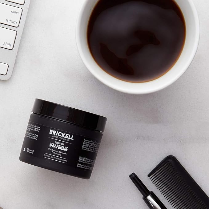 Brickell Men's Products Flexible Hold Wax Pomade for Men, Natural and Organic Irritation Free Natural Shine Hair Styling Product, 2 Ounce, Scented