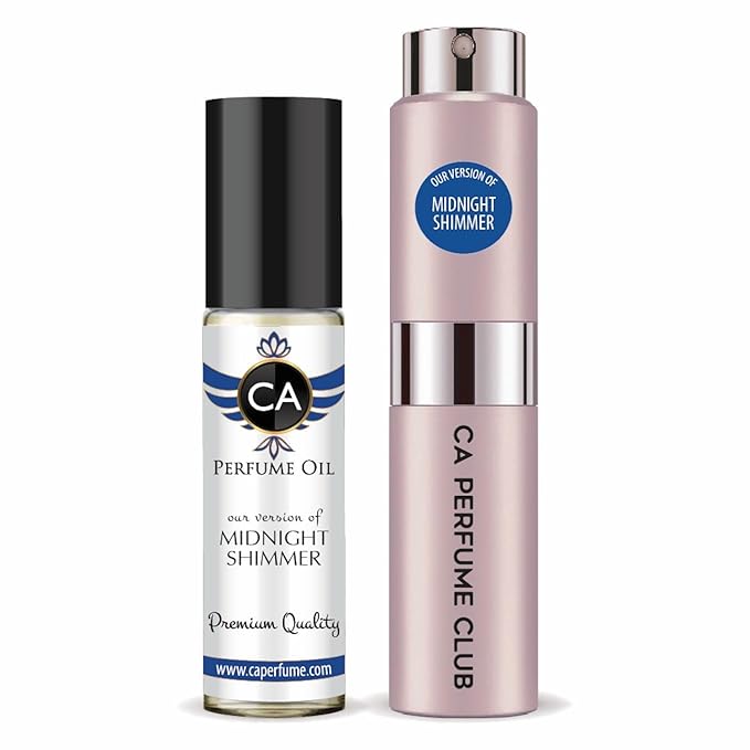 CA Perfume Duo Impression of Midnight Shimmer For Women Perfume Layering Set Long Lasting Travel Size EDP + Body Oil Roll-On Bottle 0.27 Fl Oz+0.33 Fl Oz