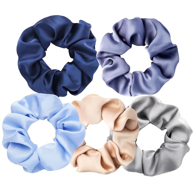 5Pcs Mulberry Silk Hair Ties,Silk Hair Scrunchies for Frizz & Breakage Prevention,No Damage,Elastic Ponytail Holders, Funny Gifts for Girlfriend Her Mon Grandma Daughter