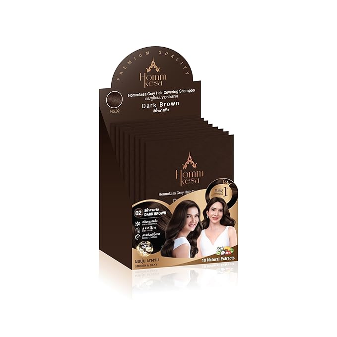 Grey Hair Covering Shampoo (6 Packet) – Premium 3-in-1 Hair Dye Shampoo For Grey Hair (Dark Brown)
