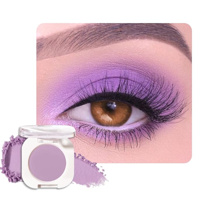 Violet Purple Single Matte Eyeshadow Makeup, Neutral Powde Eye Shadow for Older Women, Purple Violet Matte Singles Eyeshadow Palette Pigmented Waterproof, Girls Christmas Vegan Eyeshadows Gifts
