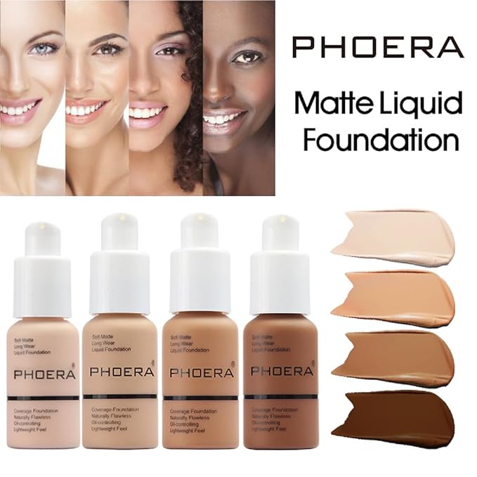 2 Pack PHOERA Foundation 103# Warm Peach and Foundation Makeup.