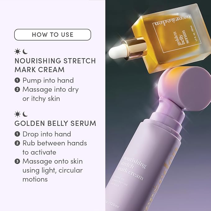 Evereden Mama Must-Have DUO - Golden Belly Stretch Mark Oil & Nourishing Stretch Mark Cream - Dermatologist-Developed Clean & Vegan Maternity Skin Care for Stretch Mark Reduction & Skin Hydration