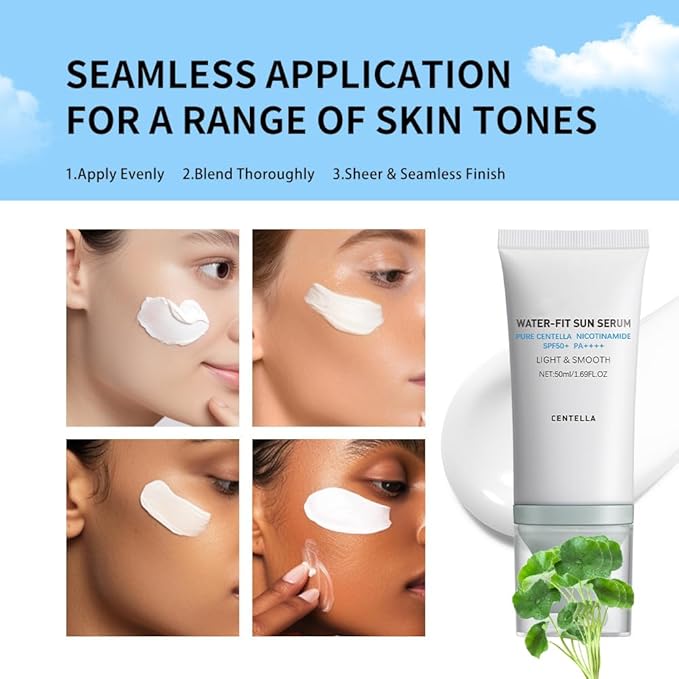 2 Pcs Centella Sunscreen, Light & Hydrating Centella SPF50 Water-Fit Sun Serum for All Skin Type and UV Defense.
