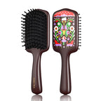 SIMETRA Wooden Paddle Hair Brush Unique Pattern Guinean Ovangkol Hardwood Bristles Hair Brushes for Women Wet Brush Detangling Brush for Scalp Massage for Men Kids for All Hair Types (Butterfly)