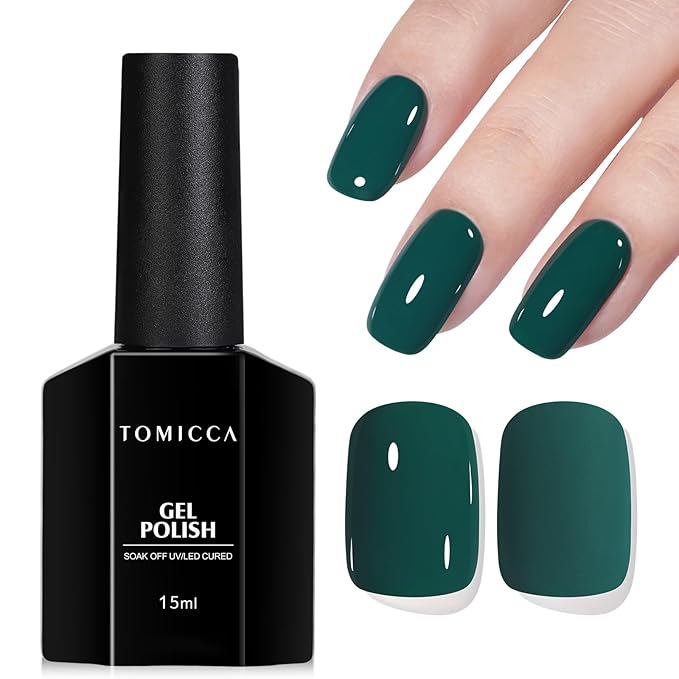 TOMICCA Green Gel Nail Polish, 15ml Christmas Green Gel Polish,Soak Off UV LED for Cure，Color Long Lasting High Saturation and Glossy Nail Art Manicure Salon Women Gifts For Christmas