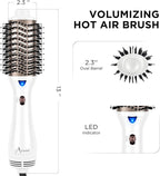Aima Beauty Blow Dryer Brush - Ionic Ceramic Hot Air Brush for Frizz-Free Straightening & Voluminous Blowout, 2.3‘’/ 60mm Oval Barrel with Nylon Bristles, 360 Surrounded Vent, 3 Heat Settings, White