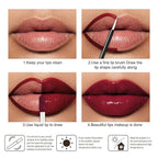 evpct Wine Red Shiny Longwear No-Budge Liquid Lip Color Lipstick Makeup, Highly Pigmented Color Instant Shine, Waterproof Long Lasting Lipstick for Women, Lip Stain Gloss with Lip Liner Brush, 02#