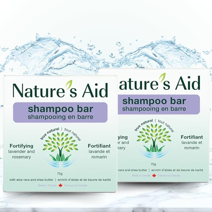 Natures Aid Rice Protein Shampoo Bar, 2.5 oz, 2 Pack (Lavender Rosemary)