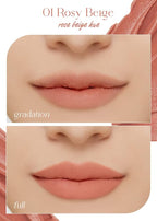 I'M MEME Color Key Ring Velvet Lip Tint - 01 Rosy Beige | Long Lasting Lip Stain, Matte Finish, Smooth Texture, Kbeauty, Cute Korean Makeup, Compact, Portable Keychain, Travel-Friendly, Gift, 2.8g