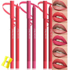 evpct 3Pcs Vermilion Rose Red Matte Long Lasting Wear Lip Liner Pencils Makeup Set for Shaping & Sculpting Lips, No Transfer Waterproof Pigmented Lip Liner Crayon lipliners Lipstick Pencil 17+19+21