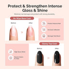 MelodySusie Top Coat Builder Gel Base Coat No Wipe Glossy Set Long Lasting Shine Finish Soak Off UV LED Nail Lamp Nail Polish Art Design Manicure Kit Perfect Gifts for Women Girls 3 Pcs 15ml Clear