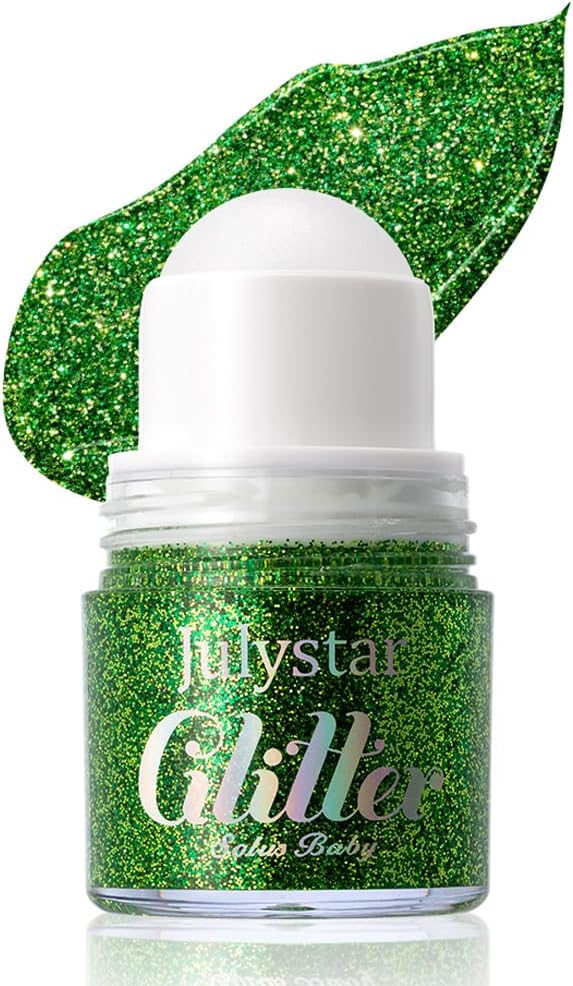 Roll-on Face Body Glitter Gel for Women Kids, Holographic Chameleon Color Glitter Gel Long Lasting Shimmer Makeup for Singer Concerts Music Festival Halloween Rave Accessories (#6 Firefly Foorest)