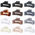 3.5 Inch Hair Clips - 12 Pcs Square Jaw Clips for Thick and Thin Hair, Rectangular Hair Accessories for Women and Girls - Neutral
