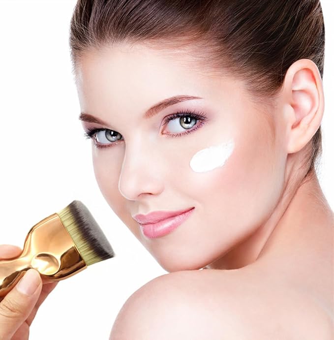 Angled Kabuki Brush – High-Density Face & Body Blending Makeup Brush for Liquid Foundation, Bronzing Lotion, Concealer, Powder, Cream, Contouring, Buffing & Streak-Free Self Tanner Applicator