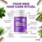 Luvly Hair Growth Booster+ Natural Hair Growth Vitamins for Women with Thinning Hair - Biotin & Vitamin Supplements with Plant Based Complex for Thickening, Longer, Stronger Hair Skin Nails - Non-GMO