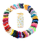 60 Pcs Soft Velvet and Satin Scrunchies for Girls and Women - Silk Elastic Hair Ties and Accessories With Gift Bag