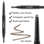 LAVONE Eyebrow Stamp Pencil Kit for Brows, Makeup Brow Stamp Trio Kit with Waterproof Pencil, Eyeliner, Pomade, and Dual-ended Brush - Taupe