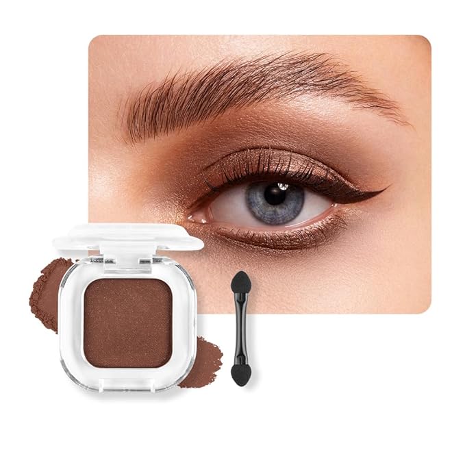 Brown Shimmer Single Eyeshadow Makeup Powder Palette，High Pigment Blendable Formula Eye Make-up for Women，Neutral Eye Shadow，sombras para ojos，Longwear Waterproof，Vegan & Cruelty-Free，Eyeshadow Gift