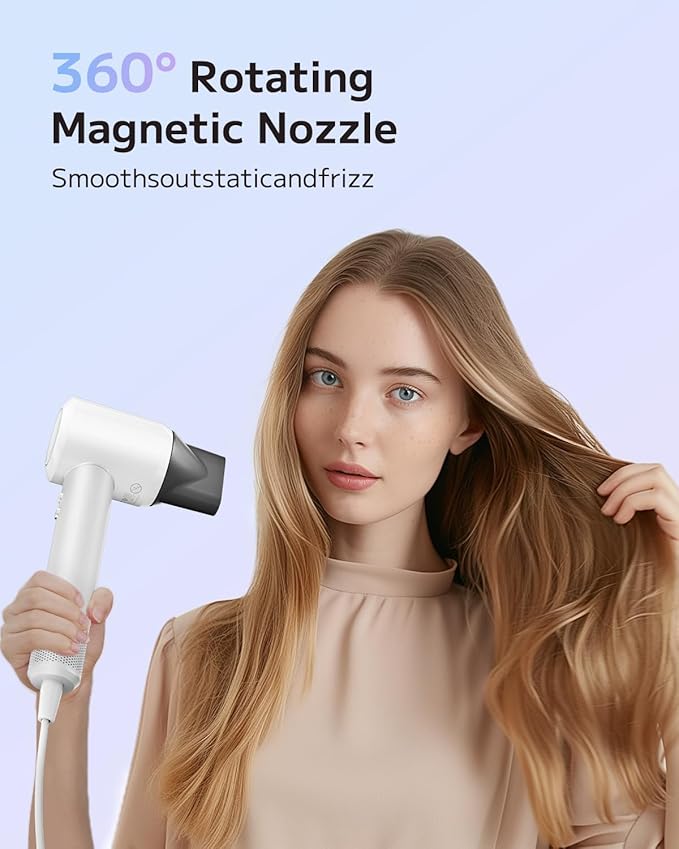 Hair Dryer, Ionic High-Speed Blow Dryer for Fast Drying with Brushless Motor, Portable Professional Hair Dryers with Magnetic Concentrator, Quiet Compact Hairdryer for Women & Men, Travel/Home/Salon