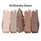 5-Color Eyeshadow Palette, Matte & Shimmer Neutral Browns, Low Saturation High Pigment, Blendable Buildable Waterproof, Smooth Skin-Friendly, 1#