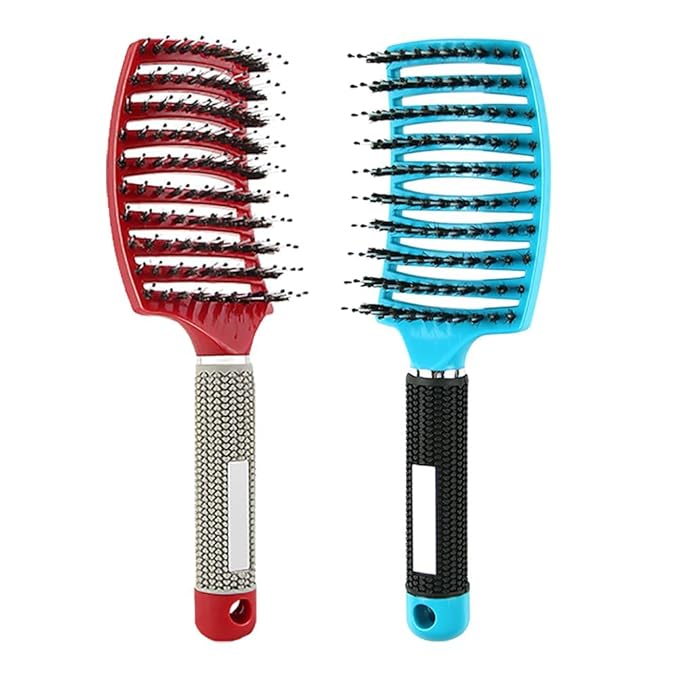 Voremy Magical Brush Detangler, Voremy Hair Brush, Vormey Ultra Detangler Brush, for Wet or Dry Detangling Hair Brush for Men, Women and Kids, Long, Thick, Thin, Curly & Tangled Hair (Red+Blue)
