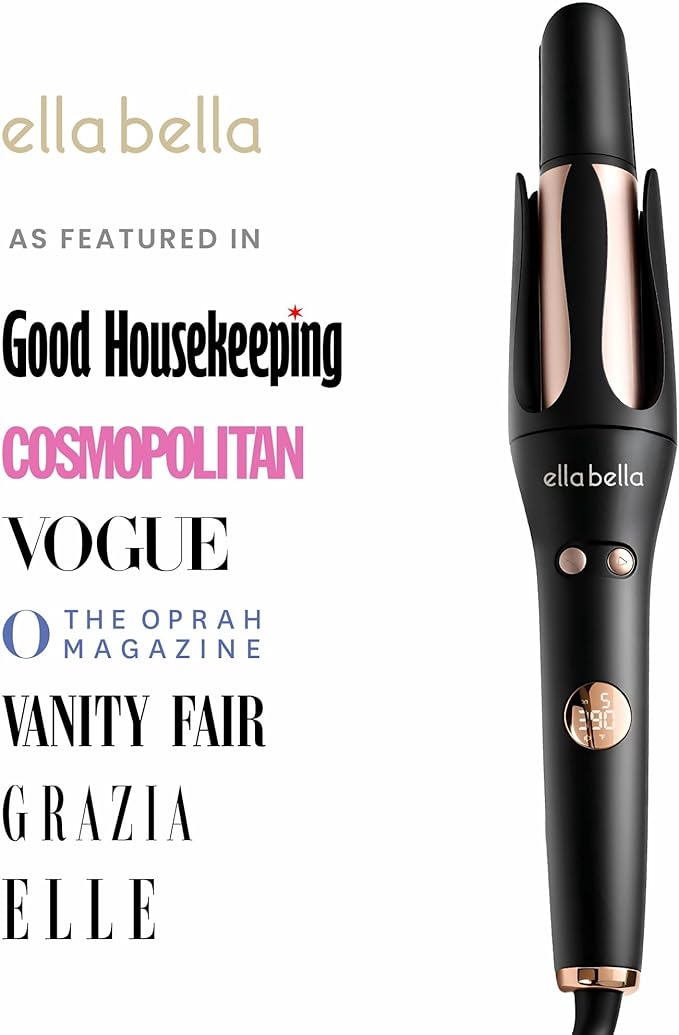 ELLA BELLA® Automatic Rotating Curling Iron • Auto Hair Curlers • Easy to Use • Digital Display to Accurately Control Temperature • Transform Your Look in Seconds • Ideal for Longer Hair