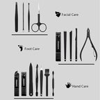 FAMILIFE Gifts for Men, Manicure Set Clippers Manicure Kit Nail Clipper Sets 16pcs Mens Grooming Kits Professional Stainless Steel Nail Kit Brown Leather Case Travel Kits
