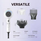 Wavytalk Hair Dryer, Blown Away Ionic Hair Dryer for Curly Hair with Diffuser, 1875W Fast Drying Blow Dryer with Ceramic Technology, 3 Attachments for All Hair Types, Light and Quiet, White