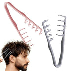 Volugrip Fringe Comb, Textured Styling Comb, Fluffy Curly Hair Comb for Volume & Fringe Parting, Anti-Frizz Styling Tool for Men & Women (Gray + Pink)