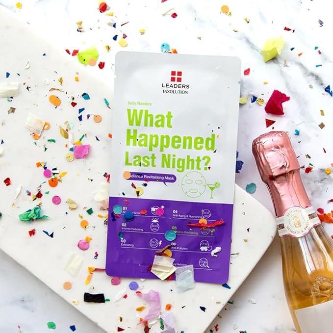 Leaders Insolution Daily Wonders What Happened Last Night? Facial Mask Sheet Radiance Revitalizing Hydrating Korean Skincare (10 Sheets)