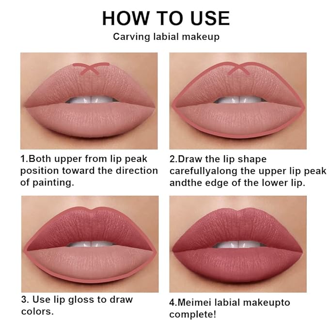 evpct 2Pcs Antique Rose Matte Lip Liner and Lipstick Pencil Makeup Set Brown Liquid Lipstick Lip gloss Stain Set Long Lasting Waterproof labiales mate 24 horas originales matte larga duracion 24 29#