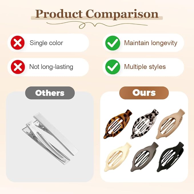 Flat Hair Clips for Women, French Hair Claw Clips for Thick, Thin, Long & Short Hair, Duck Billed Clips, No-Slip Grip Hair Styling Accessories for Women Girls Daily Use (MixA 3PCS)