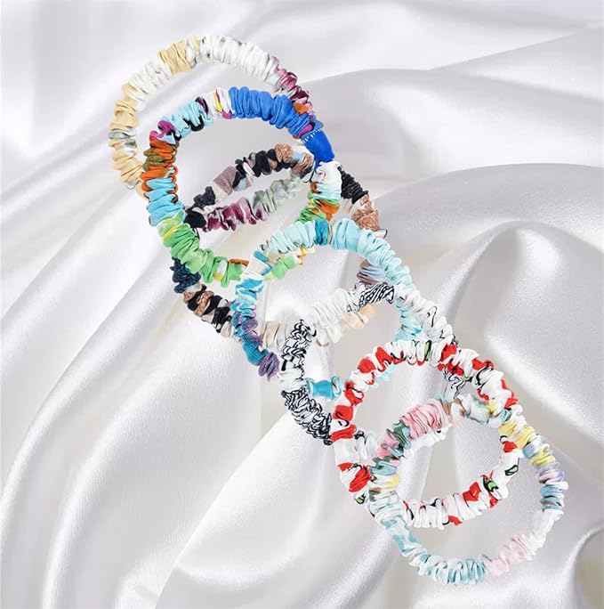 6 Pack 100% Muberry Silk Scrunchies for Women Luxury Hair Ties,No Damage Gentle Hair Bands,Ponytail Holders Silk Hair Ties for Thick and Thin or Curly Hair