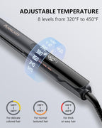 Hair Straightener 1 Inch Flat Iron and Curler 2 in 1 Titanium Ceramic Ionic Dual Voltage Straightener with Heat-Resistant Silicone, for Less Frizz, Shinier & Smoother