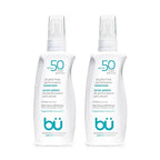 BU SPF 50 Sunscreen Spray for Face and Body, Fragrance Free, Clear Non Aeorsol, Non Greasy and Water Resistant (2-pack)
