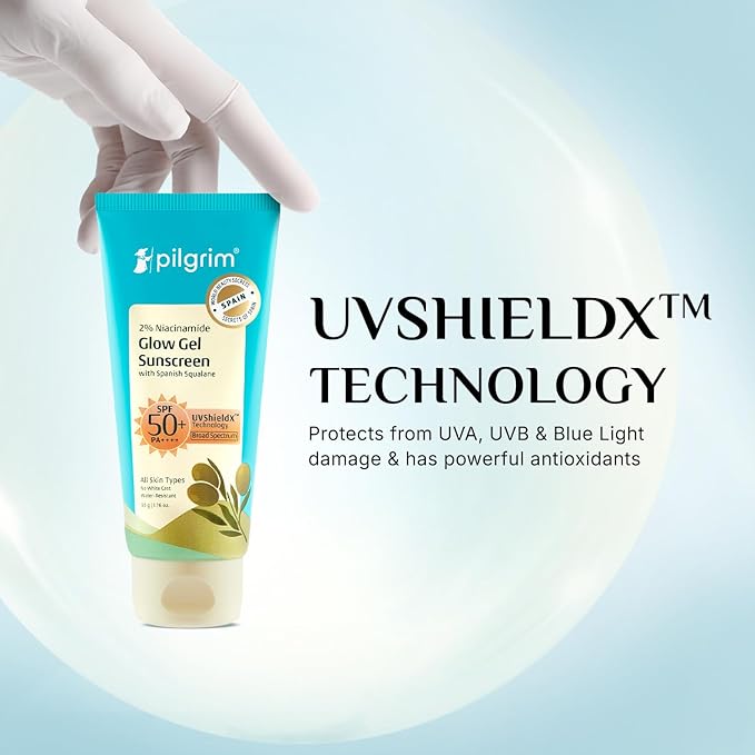 Pilgrim 2% Niacinamide Glow Sunscreen SPF 50 PA+++ | Lightweight, Hydrating & Non-Greasy | Helps Reduce Tanning & Improve Skin Tone | Suitable for Daily Use | 1.76 Oz (50gm)