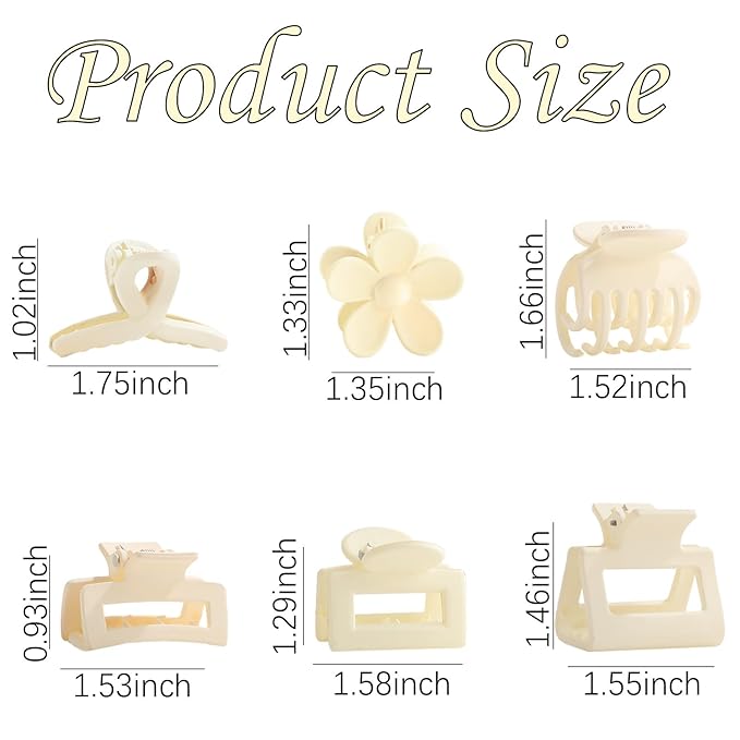 18Pcs Medium Hair Clips for Women Girls - Matte Love, Triangle, Ribbon and Semicircle Styles for Thin/Thick Hair, Cute Nonslip Accessories (White, Brown, Black)