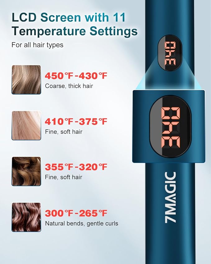 7MAGIC Hair Straightener 1 Inch Flat Iron Titanium Ceramic, Professional 2 in 1 Styling Tool with Fast Heat Up, Anti-Frizz Ionic & Floating Plates for Smooth Shiny Hair on All Hair Types