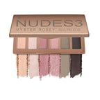 Nudes 3 Series Mini Eyeshadow Palette, Matte & Shimmer Finish, 6 Champagne Mauve & Black Eye Shadows, Travel Friendly Size, Vegan, Cruelty-free